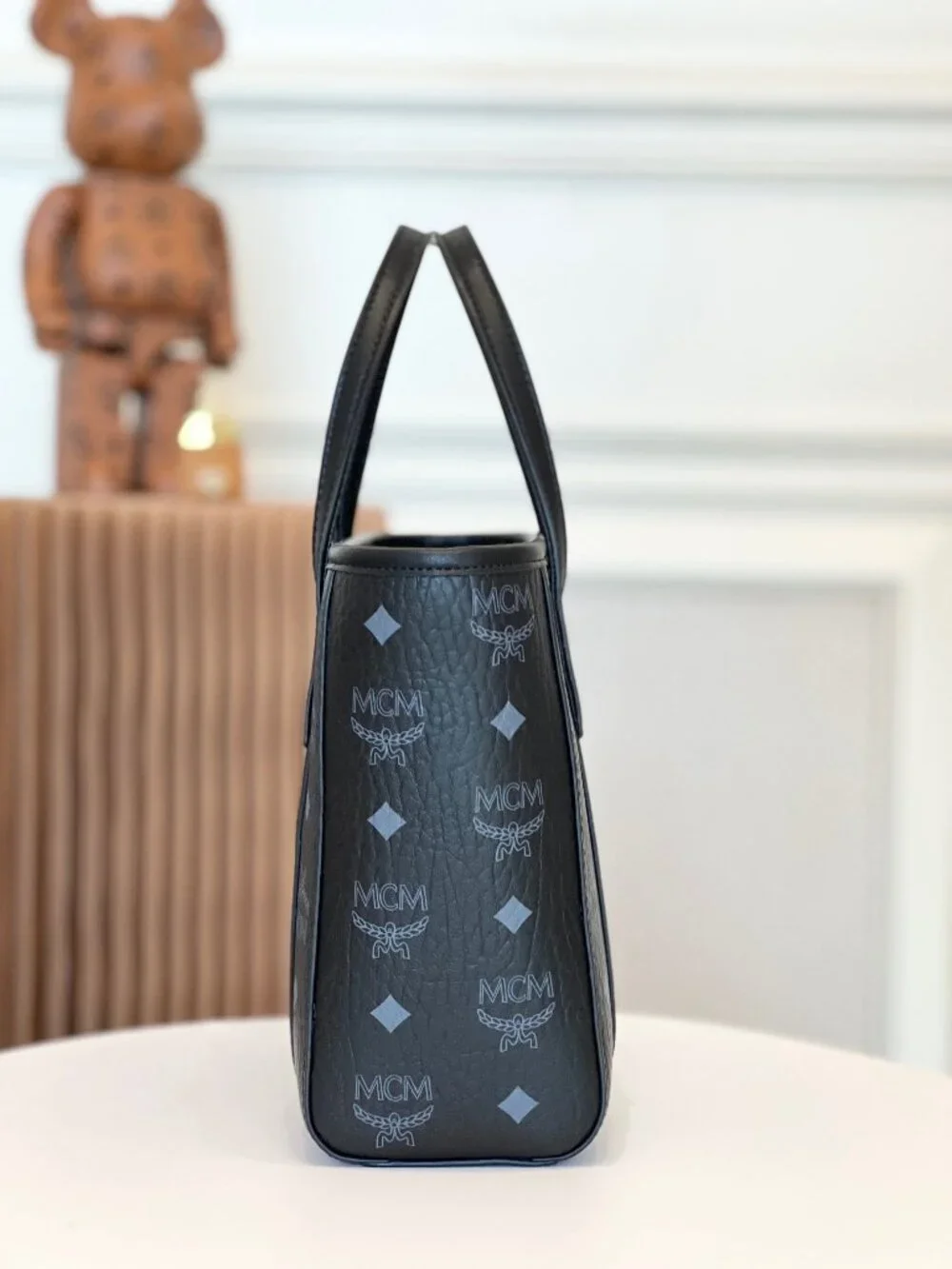 MCM Tote Bag Crossbody Bag Monogram Black - Picture 6 of 7